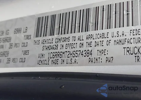 2017 Ram 1500 Night 4X2 5'7 Box из США, поврежденный, VIN 1C6RR6MT2HS574384